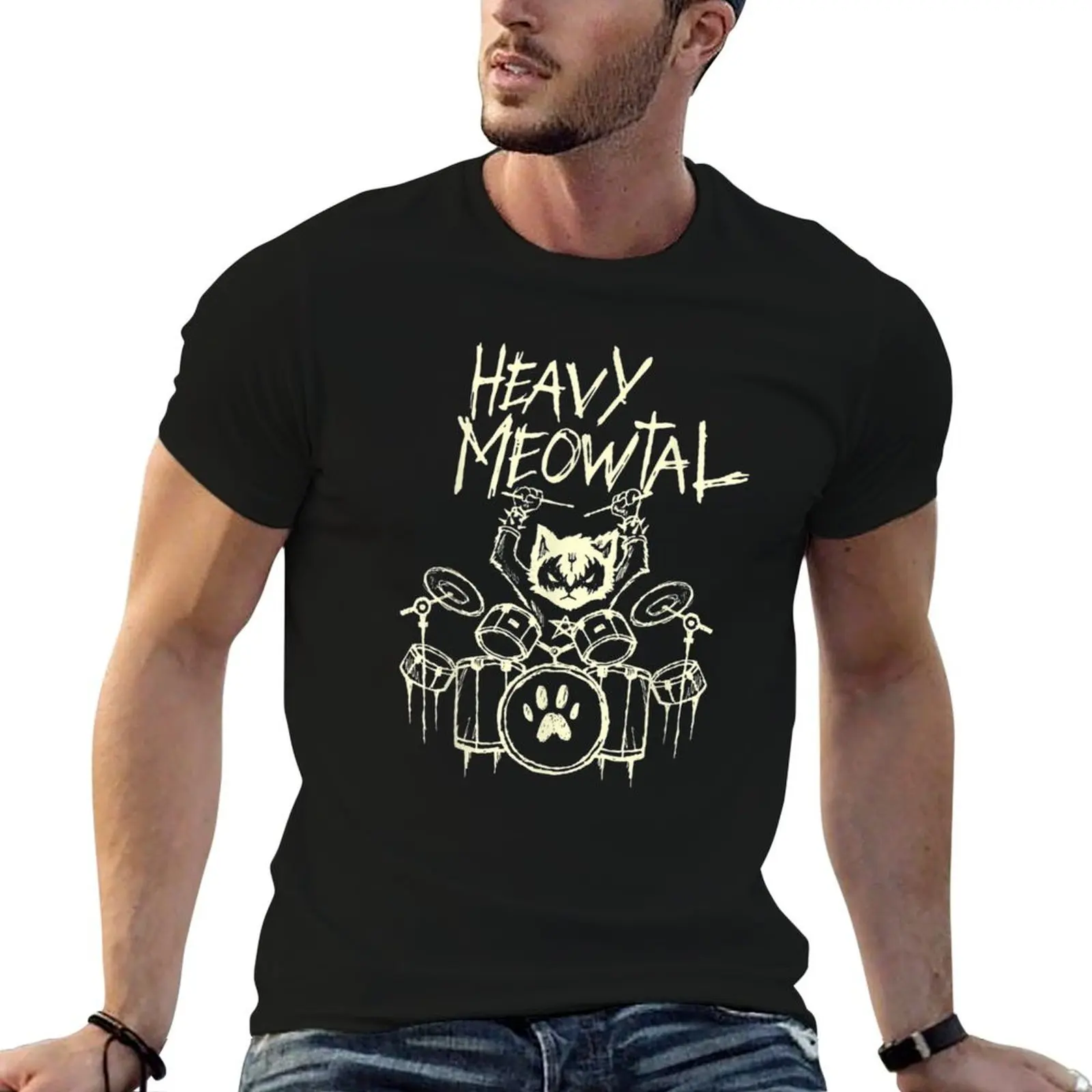 Футболка Heavy Metal Headbanger Gift Drummer Cat Playing Drum Meowtal футболка с короткими рукавами мужские