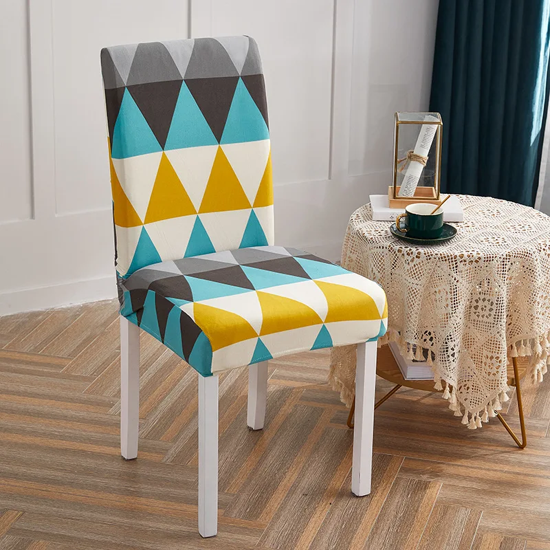 

Geometric Chair Cover Spandex Elastic Slipcover Case Stretch Siamese Chair Cover for Wedding Hotel Banquet Dining Room Universal