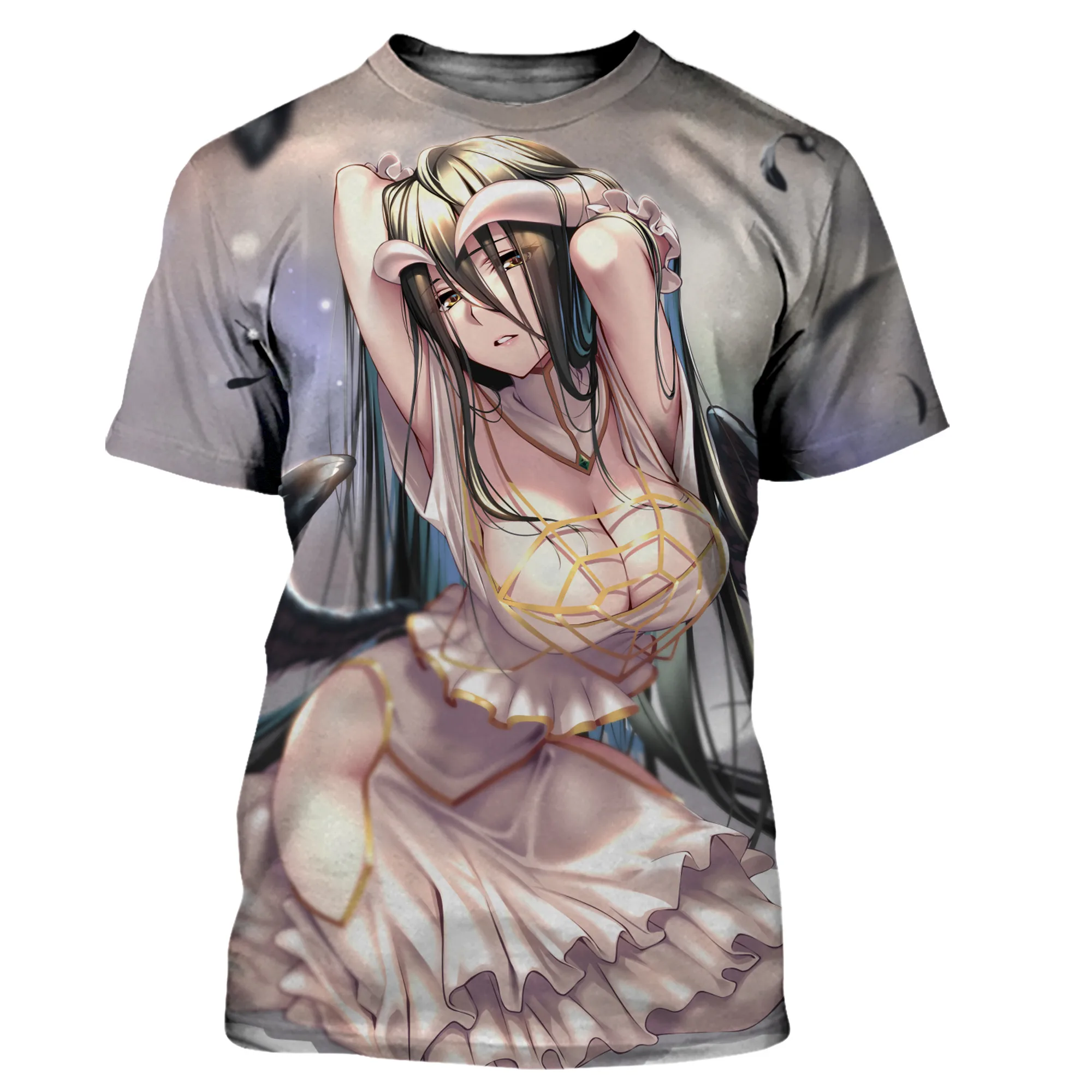 

Новые Топы Overlord с аниме альбедо и сексуальной девушкой с 3D принтом, мужская и женская футболка унисекс, летние футболки большого размера, Повседневная модная одежда, футболки