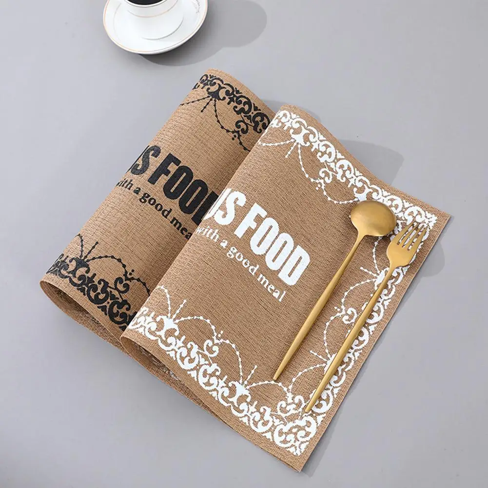 

6pcs PVC Table Mat Rectangle Placemat Non-slip Coaster Heat-resistant Decorative Placemats Table Decoration & Accessories