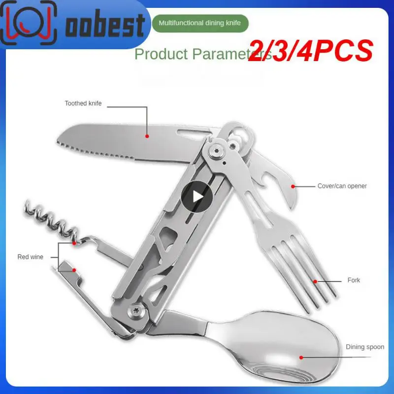 

2/3/4PCS Outdoor Tableware Multifunctional Durable Outdoor Cutter Folding Knife Disassembly Camping Fork Spoon Cutter