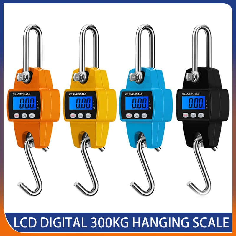 Mini LCD Digital 300kg Hanging Scale Weight Portable Industrial Electronic Heavy Duty Weight Hook Crane Scale Home Farm Tool