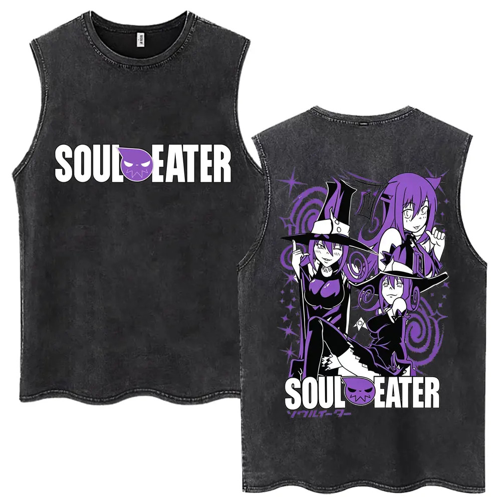 Фото Майки-безрукавки унисекс в стиле аниме Soul Eater, модные, в стиле Харадзюку, оверсайз, хлопковые, повседневные, винтажные, летние, Y2K №5