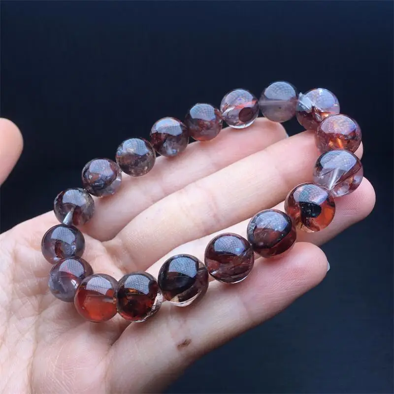 12 мм натуральный огненный кварц браслет гематоид красочные драгоценные камни
