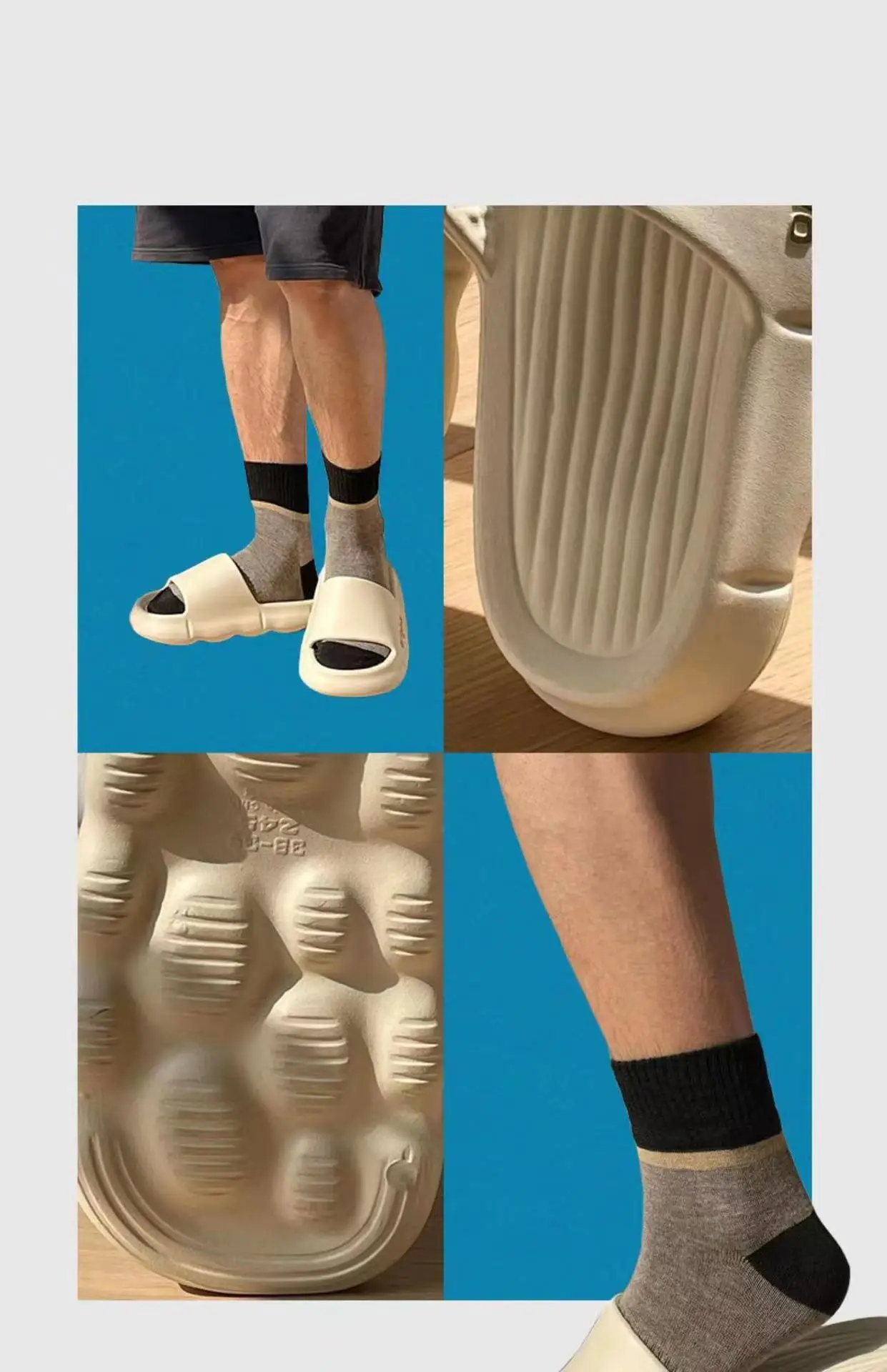 Летние мужские тапочки с холщовой верхней частью принтом и резиновой подошвой