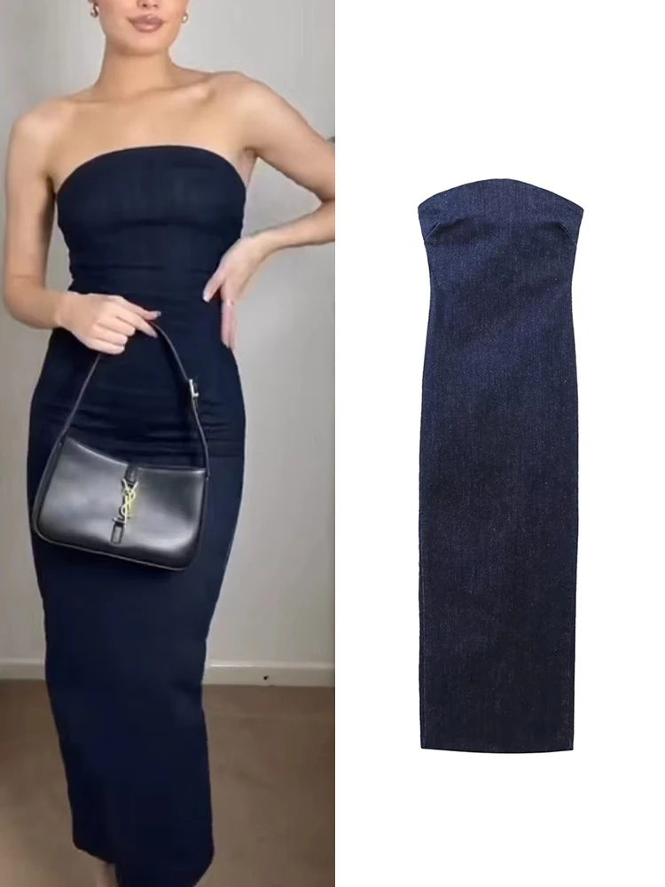 

Женское джинсовое платье без рукавов RDMQ, синее облегающее платье из денима, весна-лето 2023