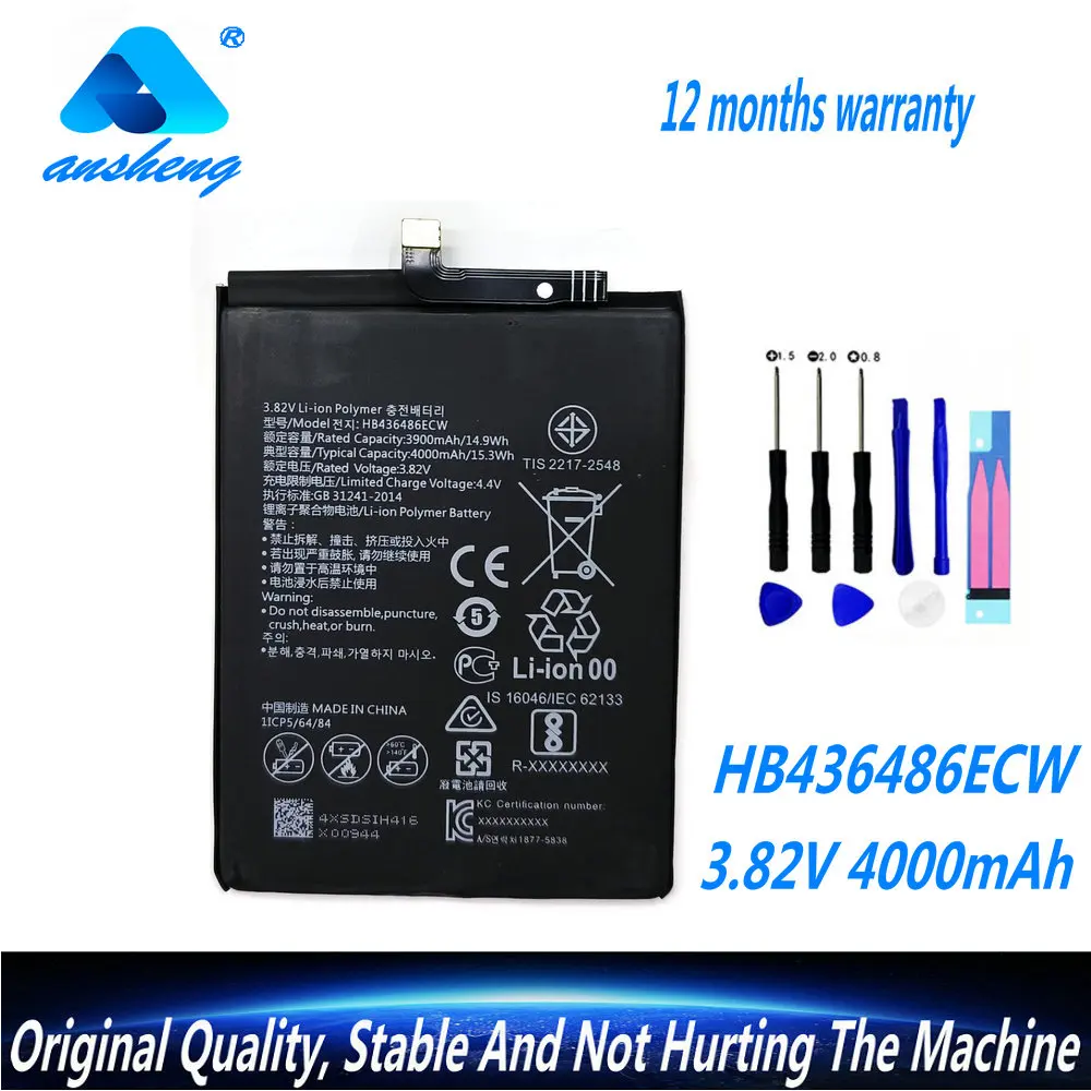 

New Genuine 3.82V 4000mAh HB436486ECW Battery For Huawei Mate 10 / 10 Pro Mate 20 P20 Pro For Honor V20 Mobile Phone