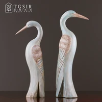 retro crane decorations for home craft resin bird traditional chinese animal figurines home decoration accessories home decor