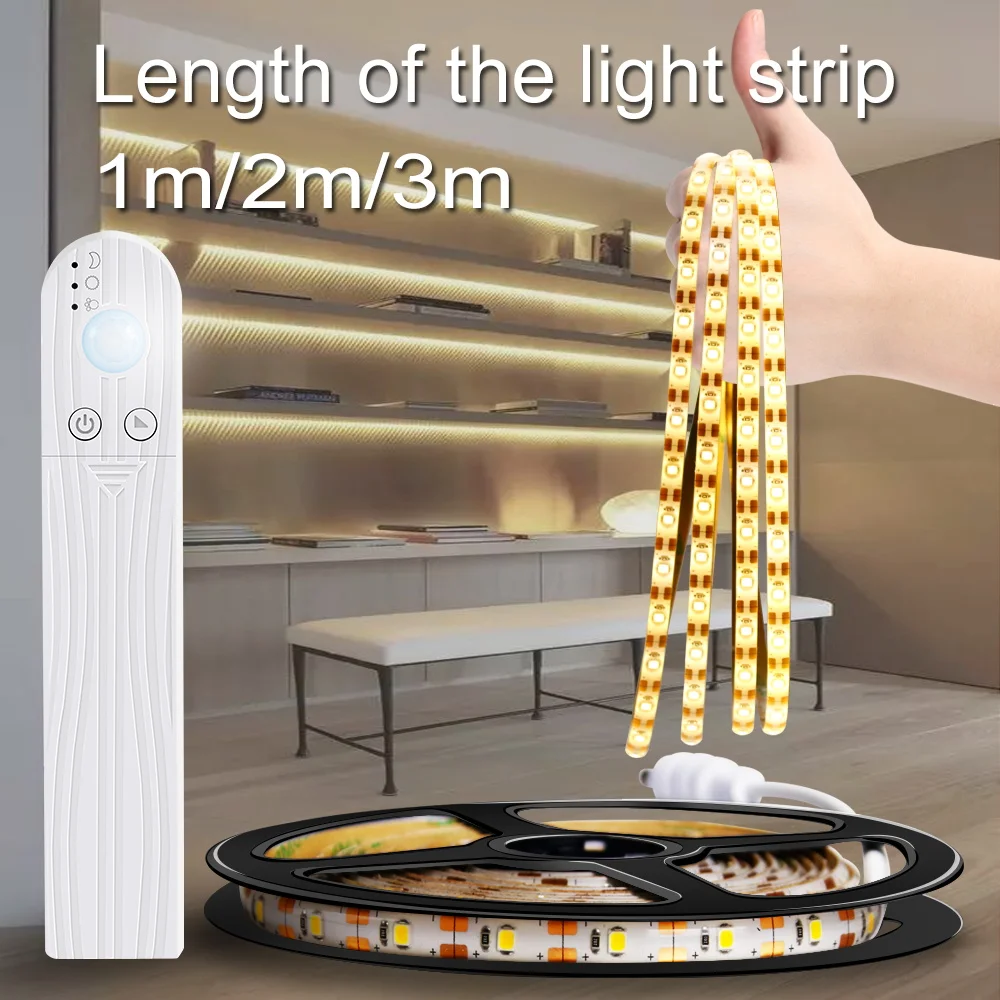 

LED Cupboard Strip Light PIR Motion Sensor Lamp 5V Night Lights 1M 2M 3M LED Wardrobe Light Flexible Ribbon Diode Tape 2835 SMD
