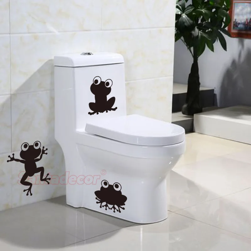 Funny Frogs WC Cartoon Vinyl Wall Decor Sticker Toilet Wall Art Decals Home Decor Wallpaper House Decoration Poster