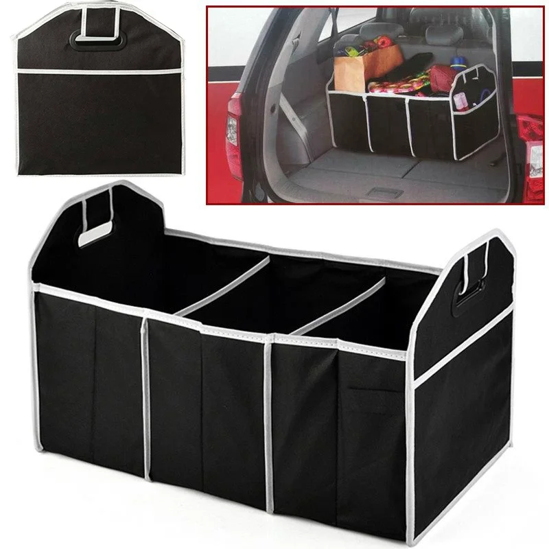 

1pc Foldable Car Trunk Organizer Bag Multifunctional Non-woven Cargo Container Bag Car Interior Accessories