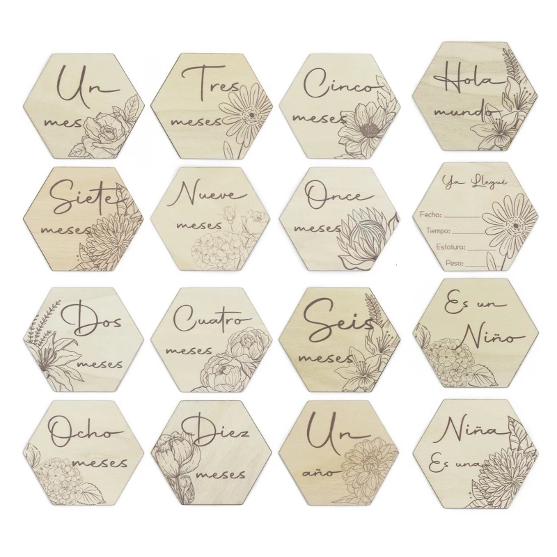 

Детские карты для новорожденных милые цветочные деревянные ежемесячные карты двусторонние Новорожденные фото реквизит для новорожденных ...