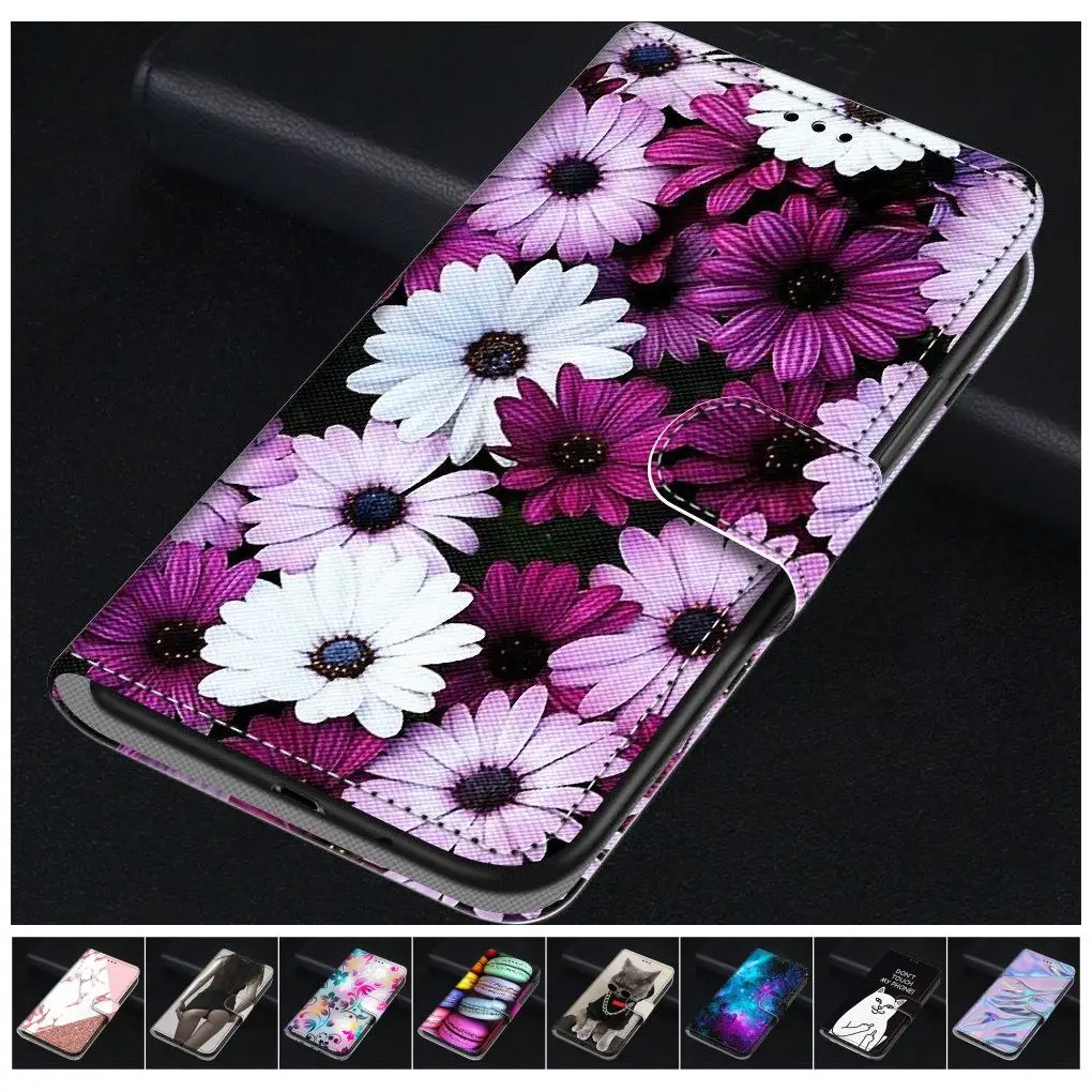 Флип-чехол для телефона с цветочным рисунком для Huawei P Smart 2019 Honor 8A 8S 8X 9 9X 10 Lite 20 6A 7X 7S 6C Pro D08F