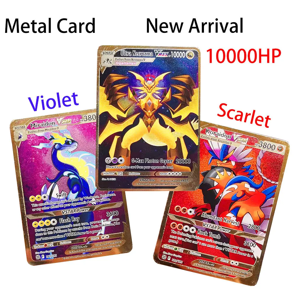 10000HP Arceus Necrozma Покемон металлические карты в английском железо золотые покмо