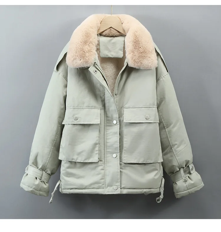 2023 women's casual winter fur white duck down coat casual loose ladies parker short jacket ladies warm loose snow jacket women