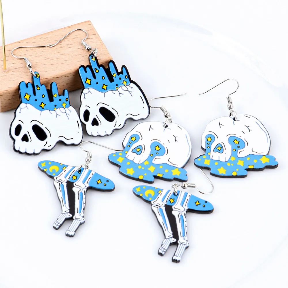 Женские акриловые серьги-подвески в виде короны черепа или скелета - купить по