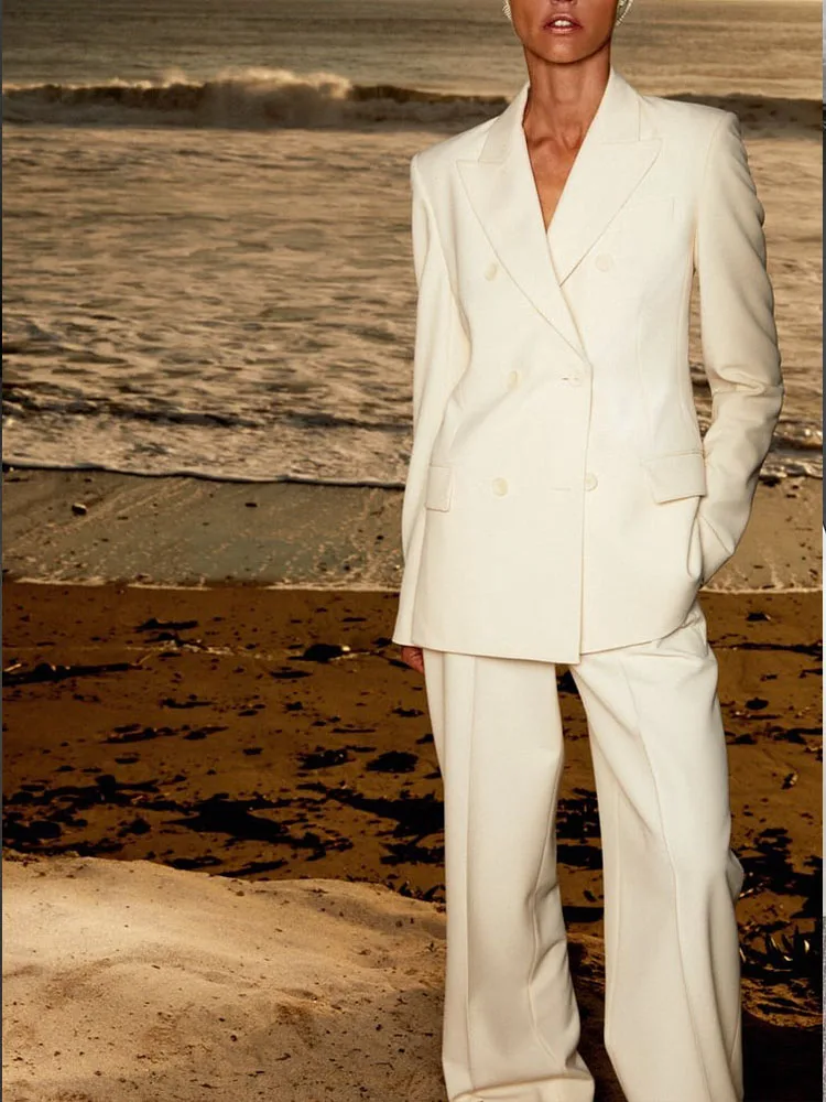 2023 spring new women's slim Rui Li sexy thin casual and versatile fashion double-breasted lapel long-sleeved blazer