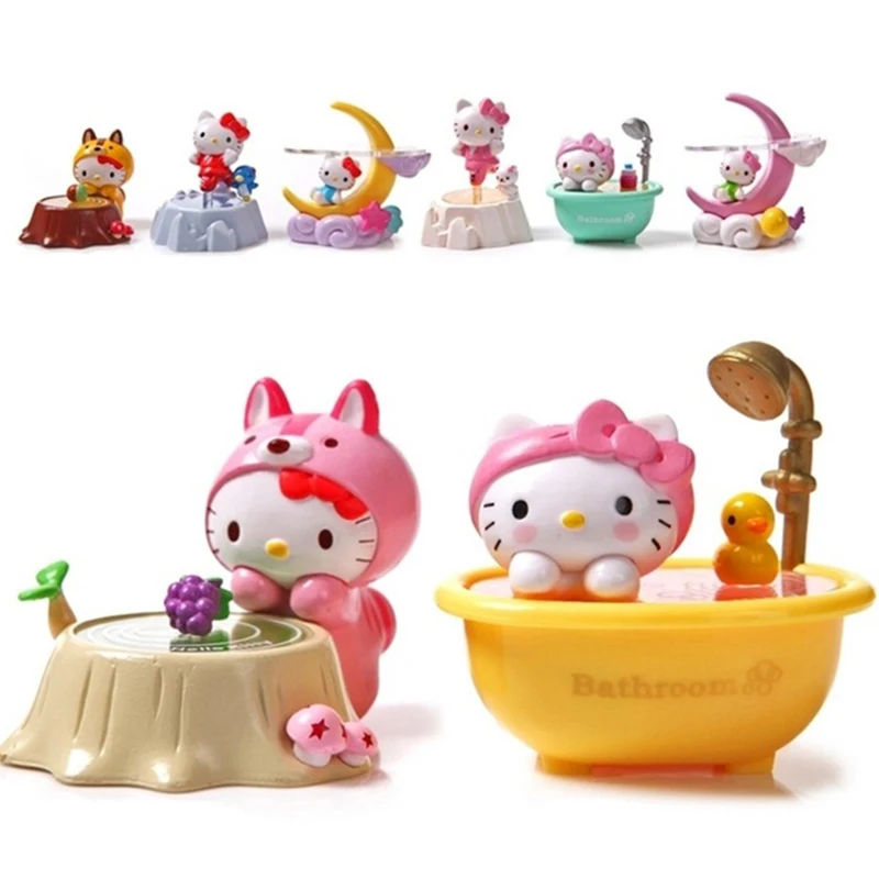 

8 шт./набор, фигурки героев аниме «Hello Kitty»