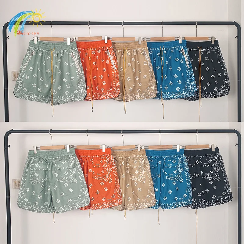 

Шорты мужские/женские в стиле хип-хоп с принтом кешью, классические бриджи из сетчатой ткани с кулиской внутри, синие желтые оранжевые черные