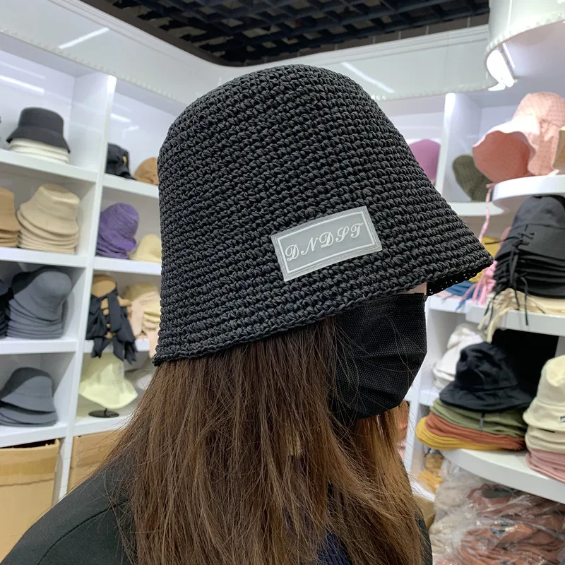 

Solid Color Wool Bucket Hat Women's Autumn and Winter Fisherman Vintage Knitting Basin Cap Bucket Cap Ladies Summer Straw Hat