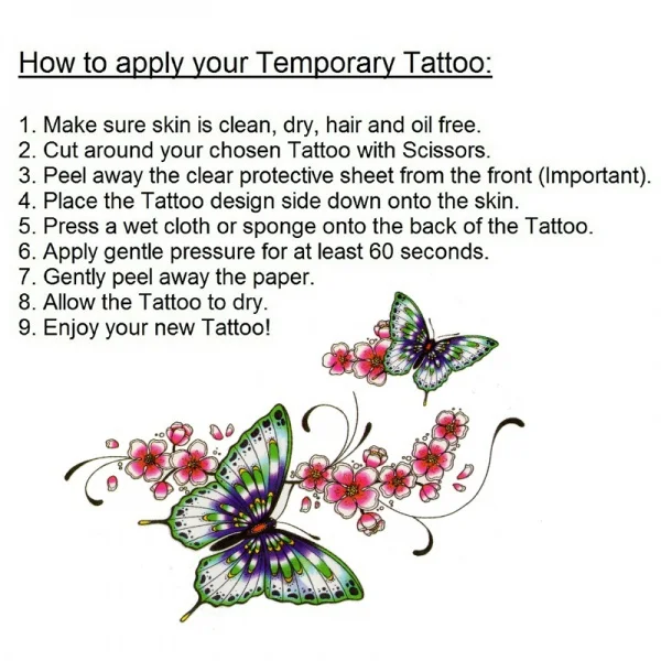 1 шт. большая бабочка цветок временная татуировка женская боди-арт водостойкая