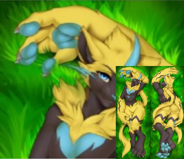 

Dakimakura Anime Zeraora Lightning Cat Furry Double Sided Print Life-size Body Pillow Cover