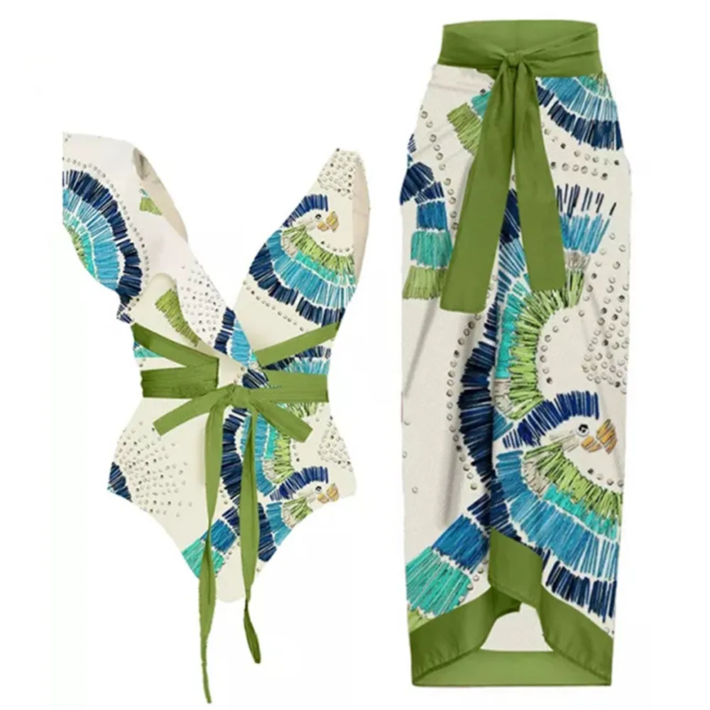 TW Women's Swimwear 2023 One Piece Swimsuit Push Up Bodysuit Sexy One-Piece Suits Beachwear Strap Bathing Suit Print Monoini