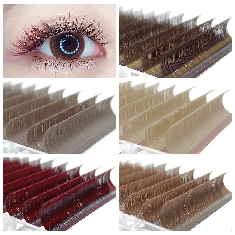 Ed Lashes Extension Individual Mink Colour False Eyelashes Brown Teal Mocha Color Lash For Makeup Tools