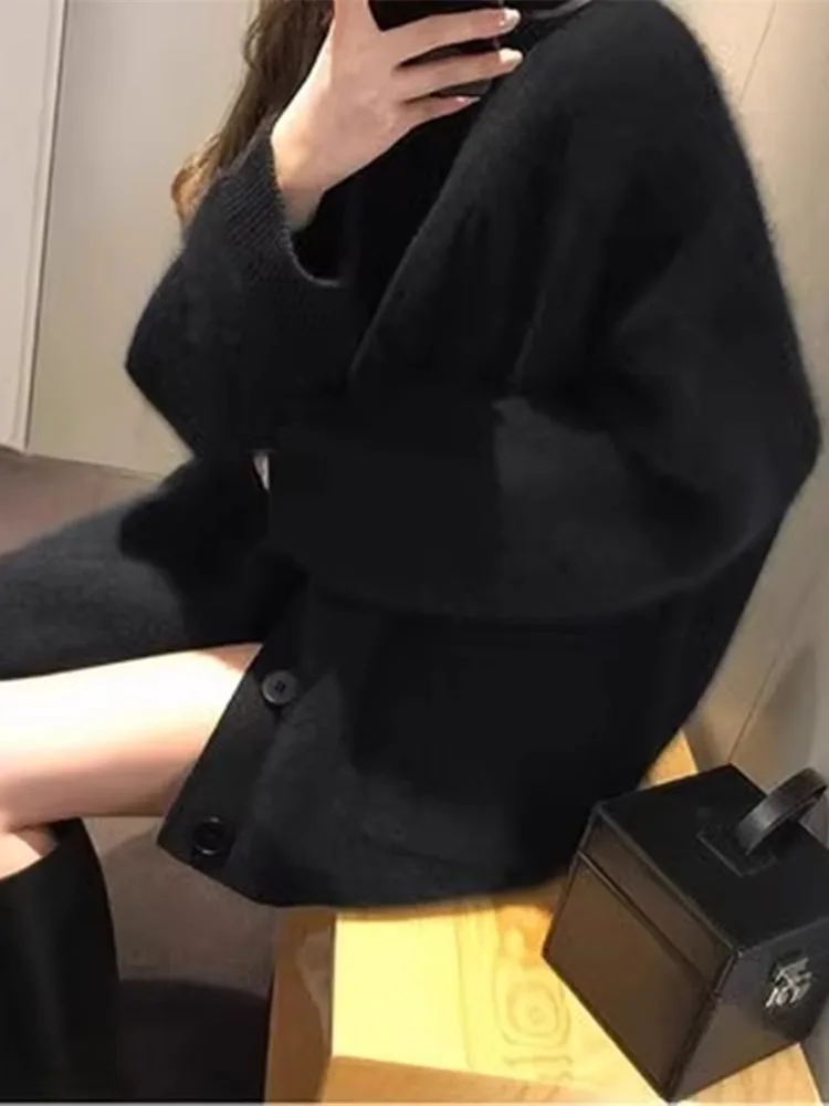 Норковый бархатный черный свитер верхняя одежда утолщенный женский