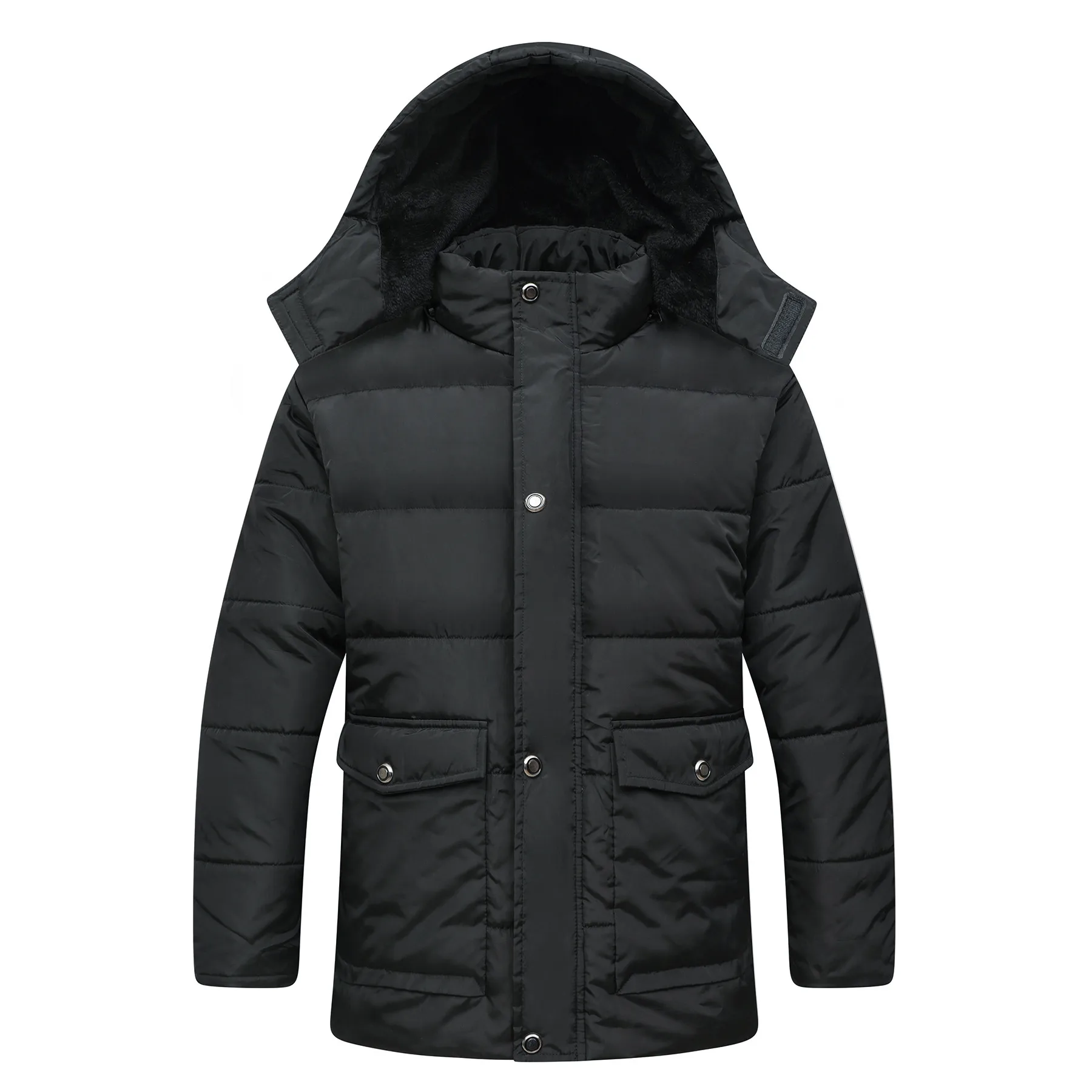 

Новинка 2023, бренд pdmcms, зимняя мужская куртка со съемной шапкой, модная теплая верхняя одежда, плотная одежда с хлопковой подкладкой, версия средней длины, Windb