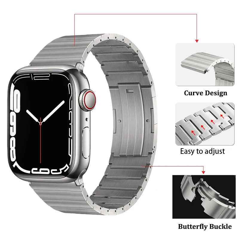 Titanium Metal Band For Apple Watch Series Ultra 8 7 6 Bracelet For iWatch 49mm 45mm 44mm 42mm 41mm 40mm 38mm Replacement Strap