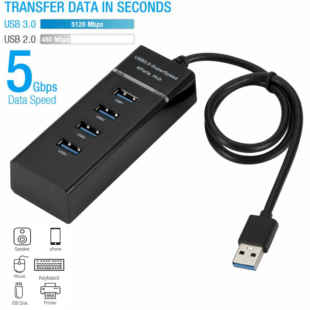 Высокоскоростной концентратор 4 порта USB 3 0 несколько разветвителей расширение