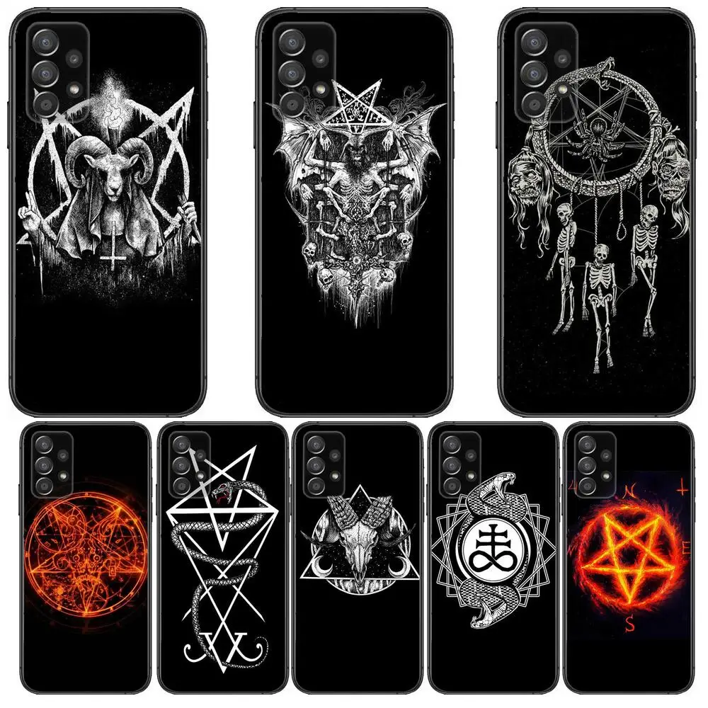 

Pentagram 666 Demon Satan Phone Case Hull For Samsung Galaxy A70 A50 A51 A71 A52 A40 A30 A31 A90 A20E 5G a20s Black Shell Art Ce