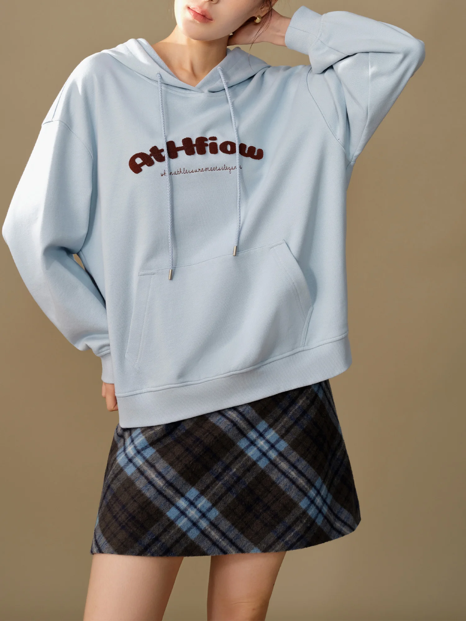 DUSHU【2 цвета】женские толстовки с буквенным принтом зимние утепленные хлопковые