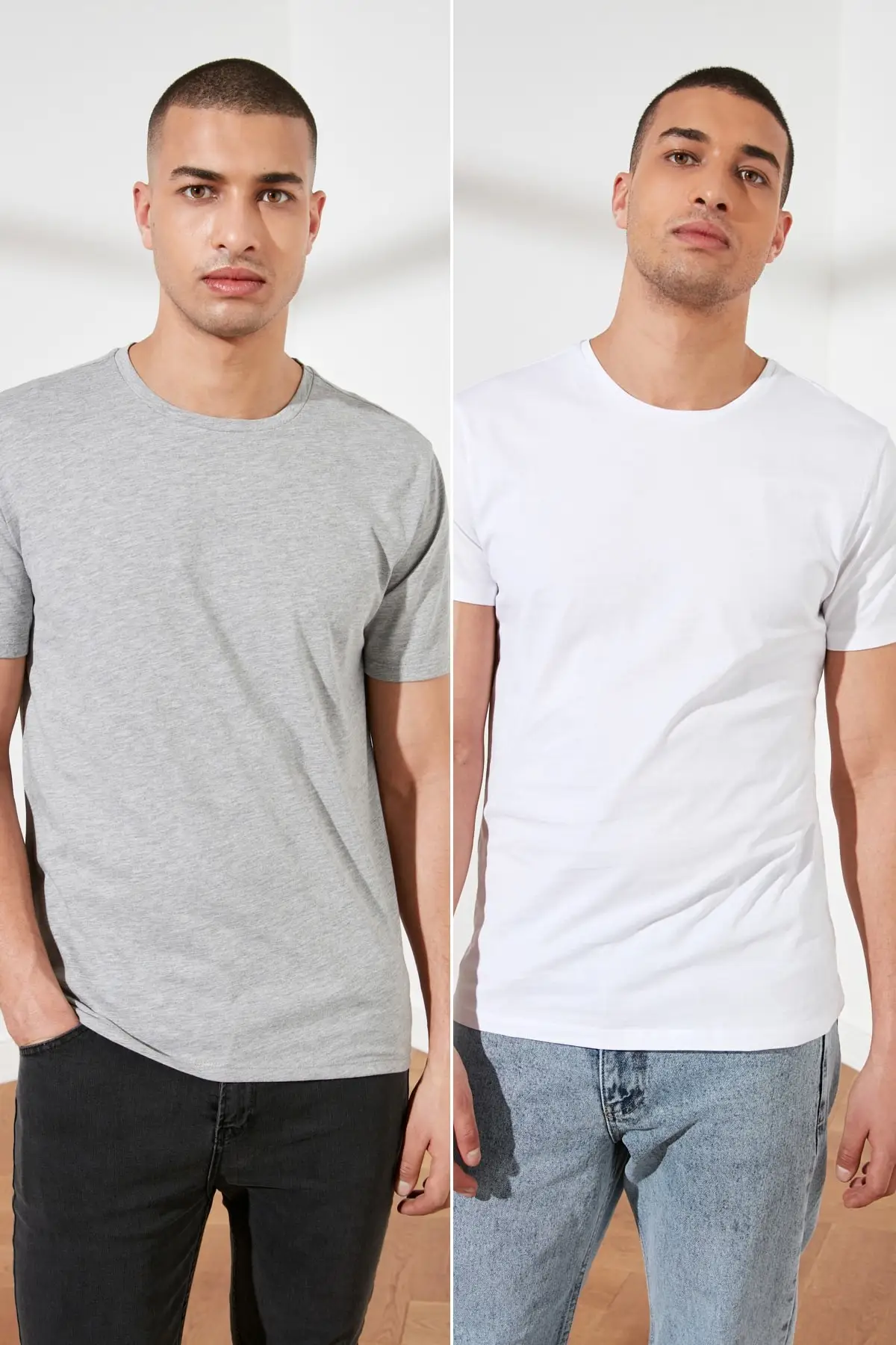 

Trendyol Male 2'li Basic Package-Slim Fit Bike Collar Short Sleeve T-Shirt TMNSS21TS1003
