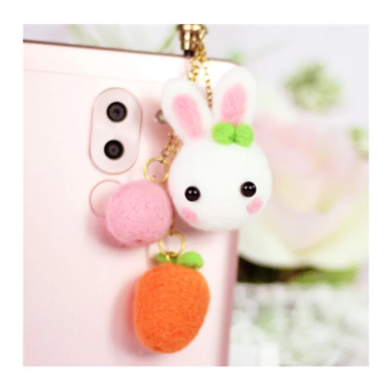 

Wool felt jab, radish rabbit, handmade DIY bag. wool needlepoint kit wool felt needle felting decoration craft needlecraft DIY