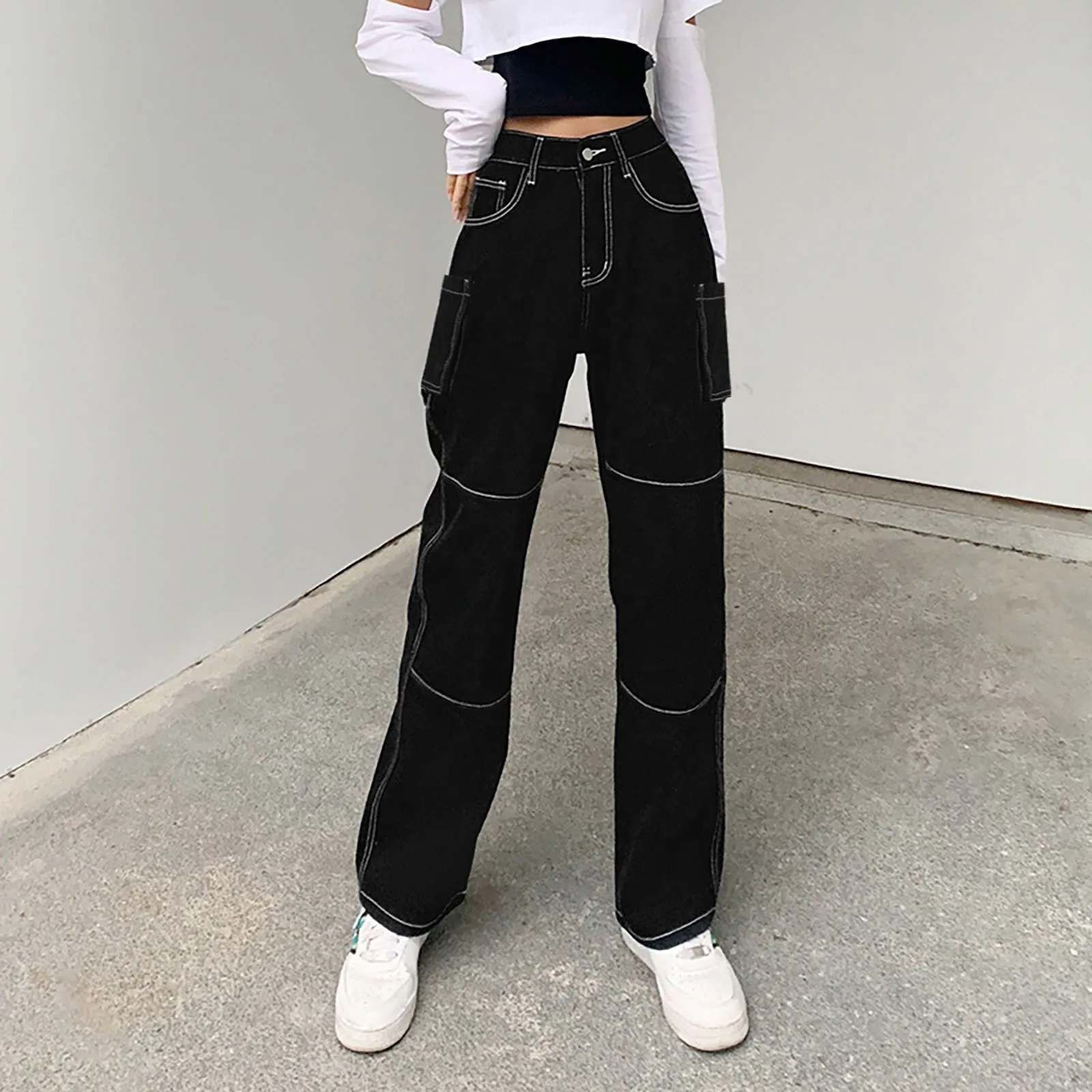 

2022 Fashion Harajuku Straight Pants For Woman Jeans High Waist Clothes Wide Leg Denim Clothing Blue Streetwear Vintage Quality