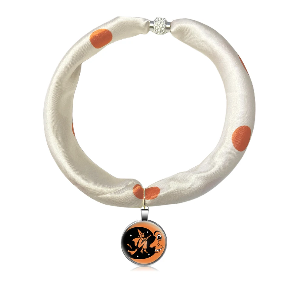 

Designer Pendant Necklace Silk Scarf Bohemia Women Hijab Female Vintage Accessories Gift Halloween