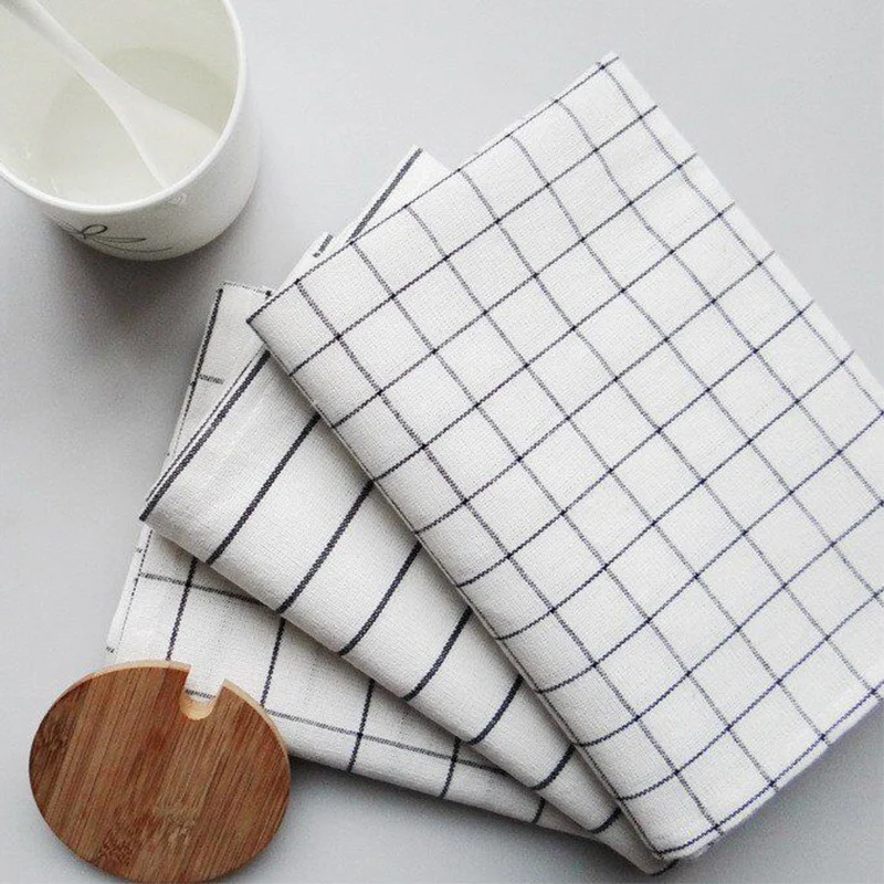 

1pc Cotton Tea Towel Table Napkins Cloth Cotton Pattern Black And White Absorbent Cloth 60cmx40cm