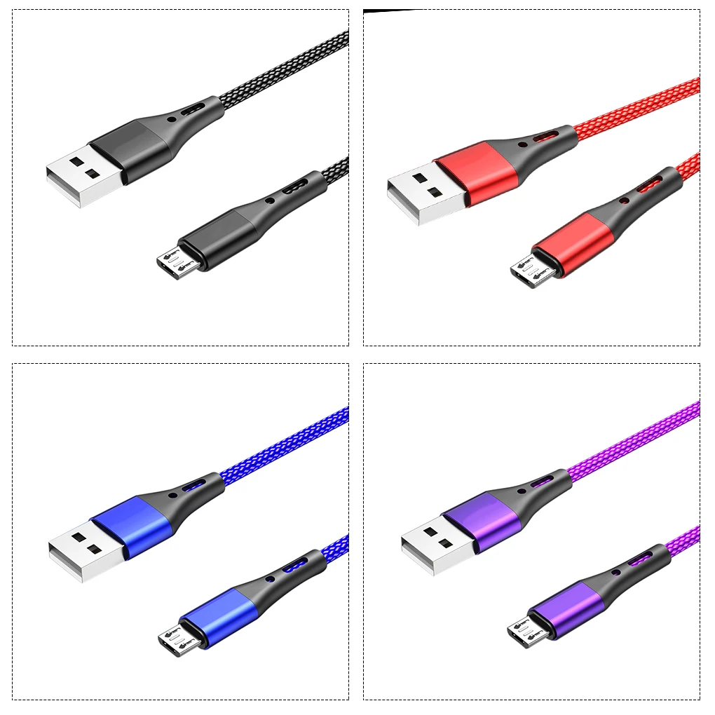 

5V/3A Phone Nylon Weaving Data Cord Wire 2M Micro USB Fast Charging Cable USB Cord Braided Cable Accessories For Huawei Xiaomi