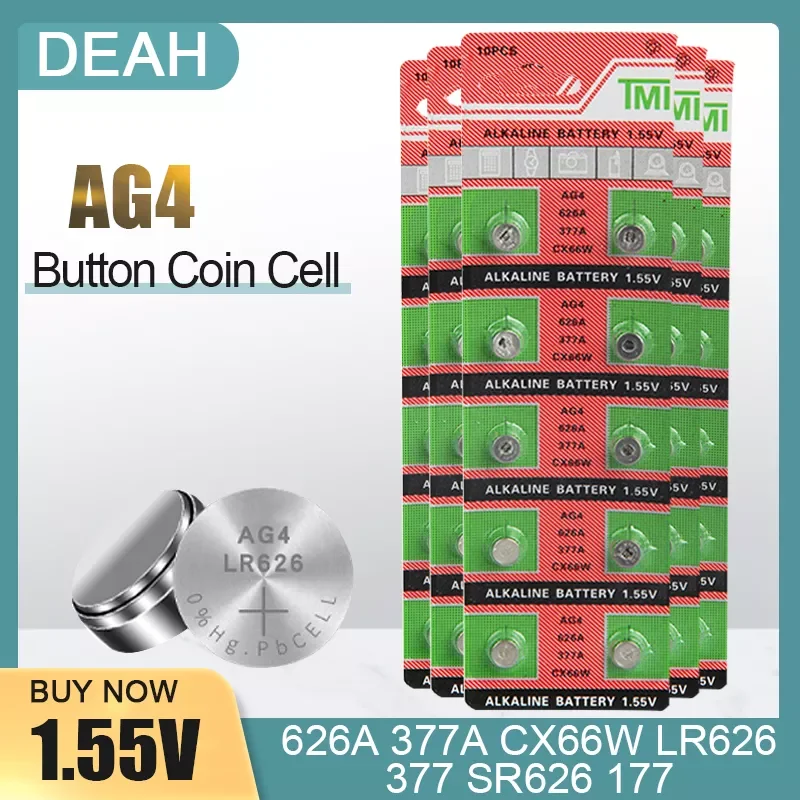 

Щелочные батареи AG4 LR626 1,55 SR626 626A 377A CX66W, 177 в