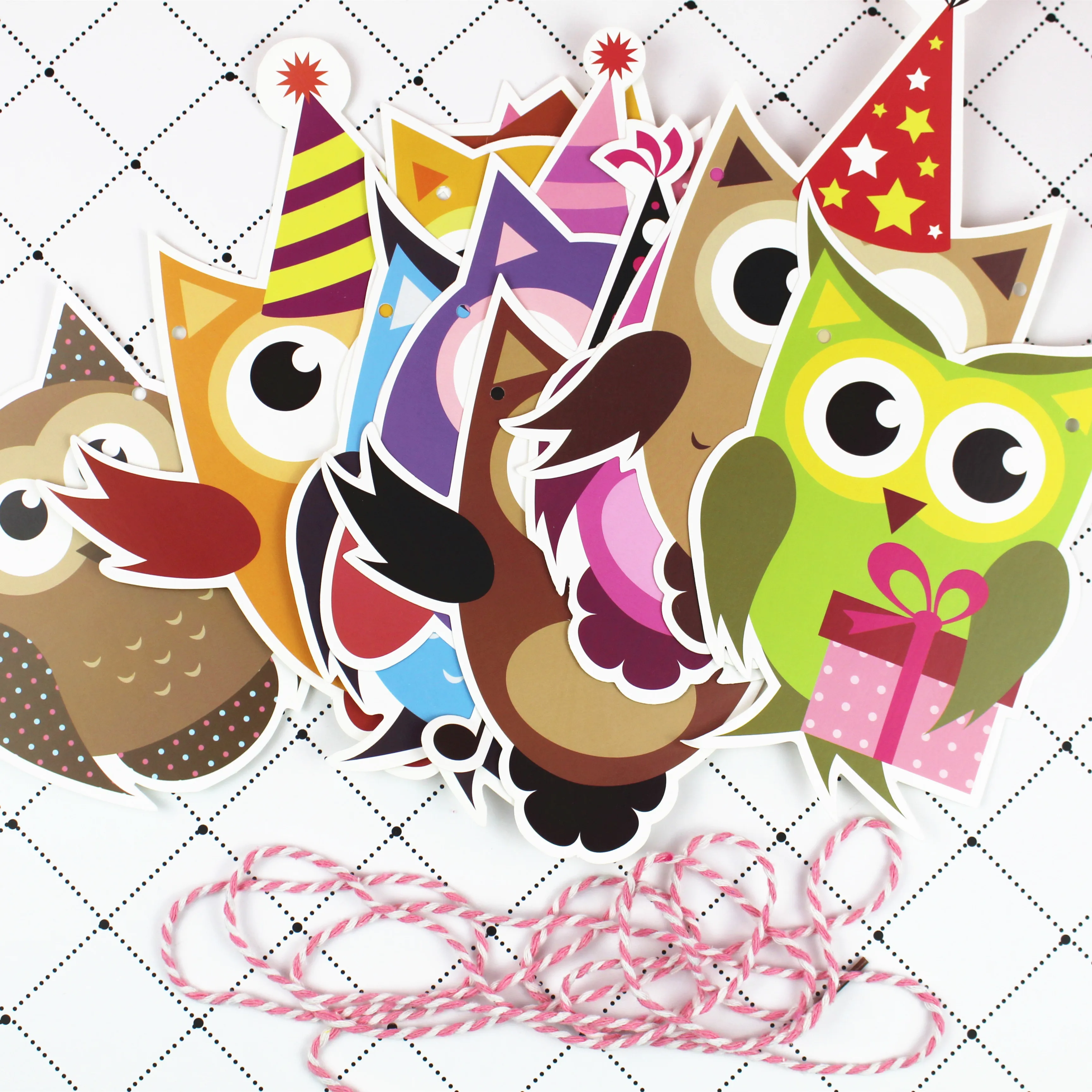 1 Набор С Днем Рождения бумажные флаги в виде совы флажки баннеры буквы гирлянды