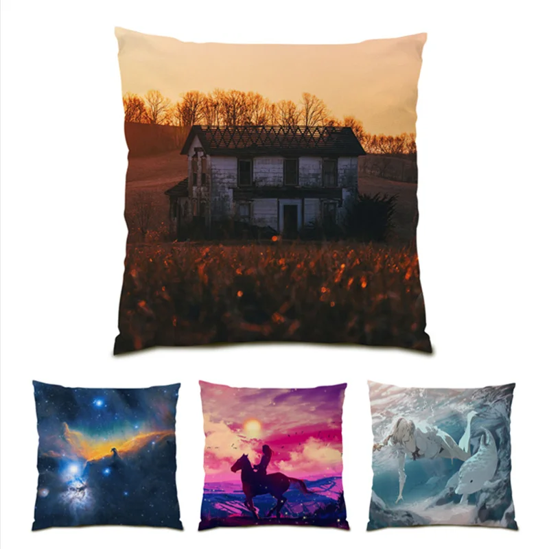 

Velvet Bedroom Decoration Artistic Cushion Covers 45x45 Square Home Decor Pattern Sofa Abstract Polyester Linen Pillowcase E1104