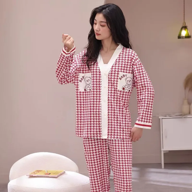 Spring and Autumn Pajamas Women's Set Spring and Autumn Winter Sexy Plus Size Student Lovely Long-Sleeve Home Clothes Women's