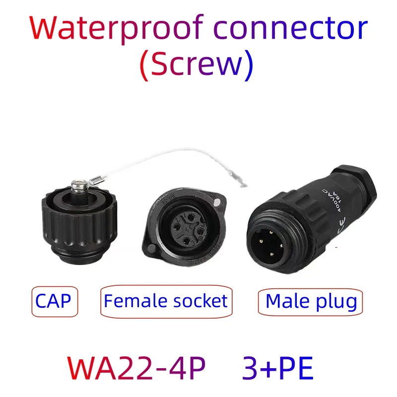 

Водонепроницаемый винт Wonnector WA22, обжимной винт 3 + PE, сварка 6 + PE 4P/7P, пластиковый водонепроницаемый кабельный штекер с пылезащитной крышкой IP67
