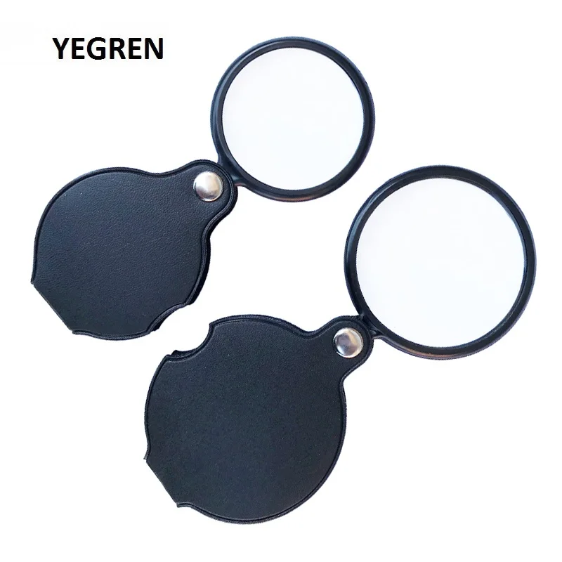 

Mini Pocket Magnifier Lightweight Foldable Magnifying Glass Reading Maps Menus Documents Glass 6X50mm 5X60mm leatherette Cover