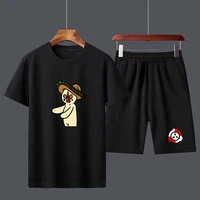 scp secure contain protect cotton mens t shirt shorts sets breathable t shirt running set boys harajuku male streetwear tops
