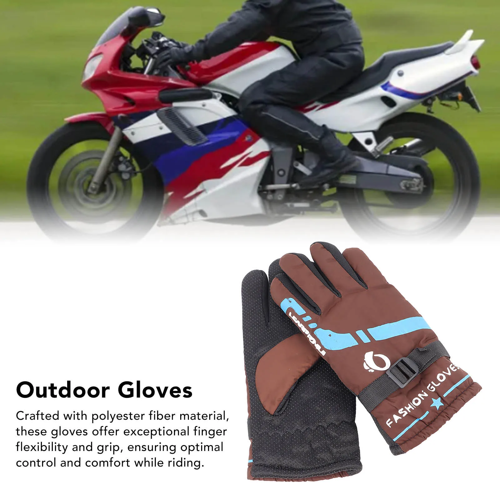 Езда Перчатки Гоночные Синий Коричневый Полиэфирное Волокно Ветрозащитный