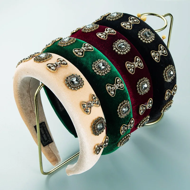 

Повязка на голову в стиле барокко стразы, Женская фланелевая Толстая Тонкая губка с широкими краями в европейском и американском стиле