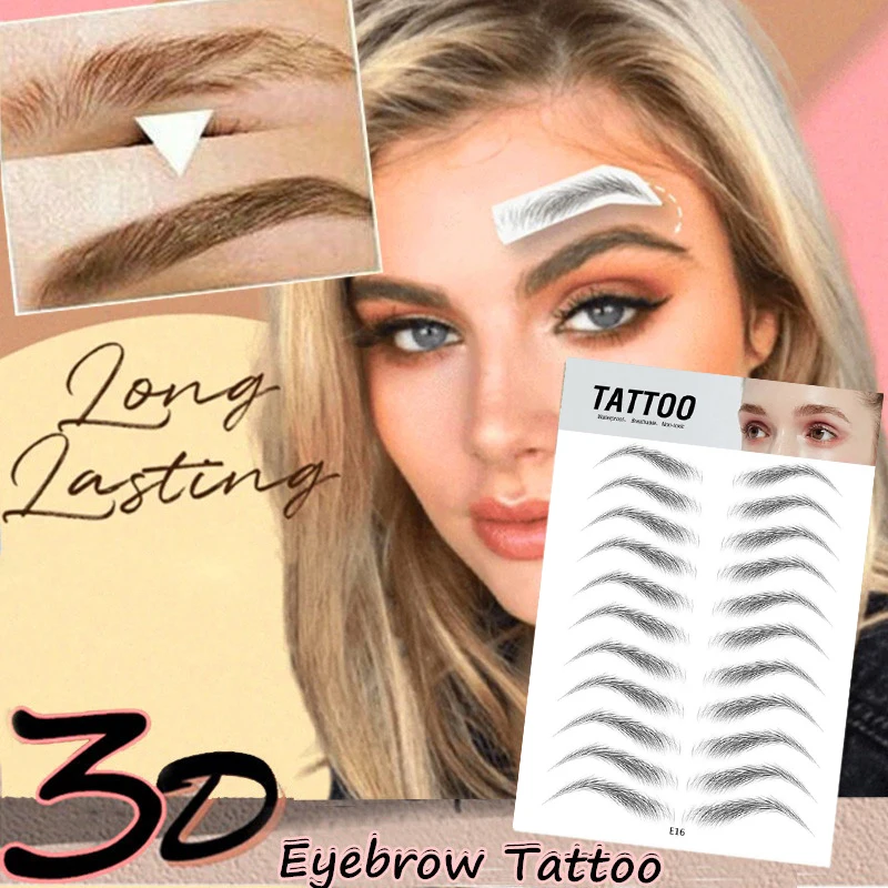 

1PC Hair-like Eyebrow Tattoo Sticker Waterproof Long Lasting 3D False Eyebrows Stickers Water-based Brow Makeup Tools Cosmetic